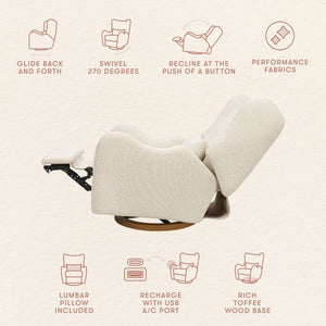 Westham Electronic Recliner and Glider with USB Port by Nate Berkus in Performance Powder Slub Weave with Toffee Base