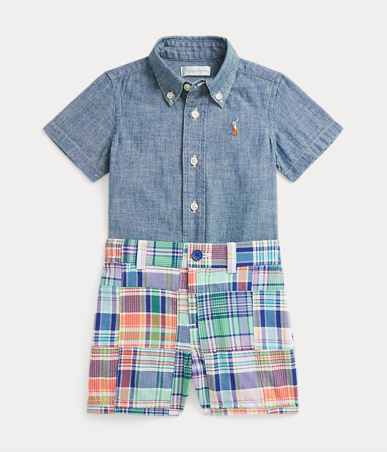 Cotton Chambray Shirt & Madras Short Set