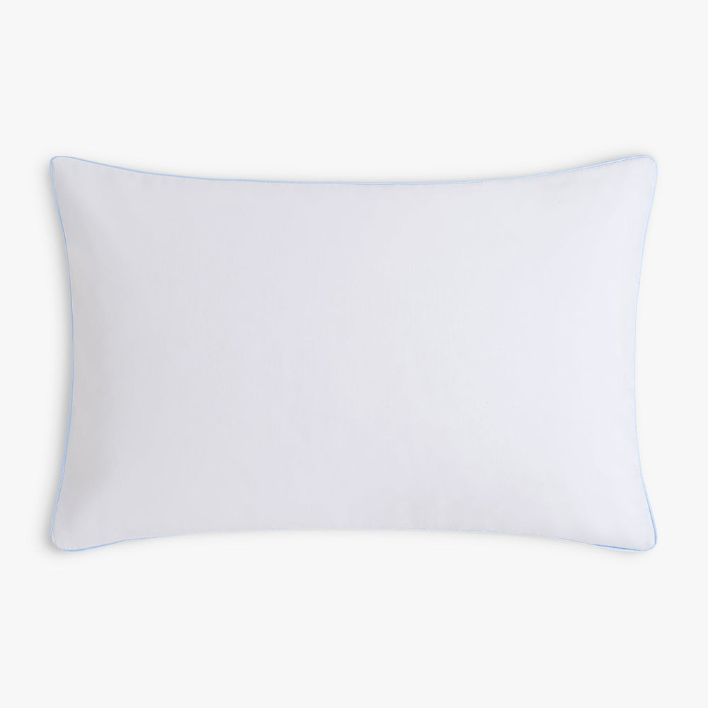 Backside of toddler pillow, solid blue