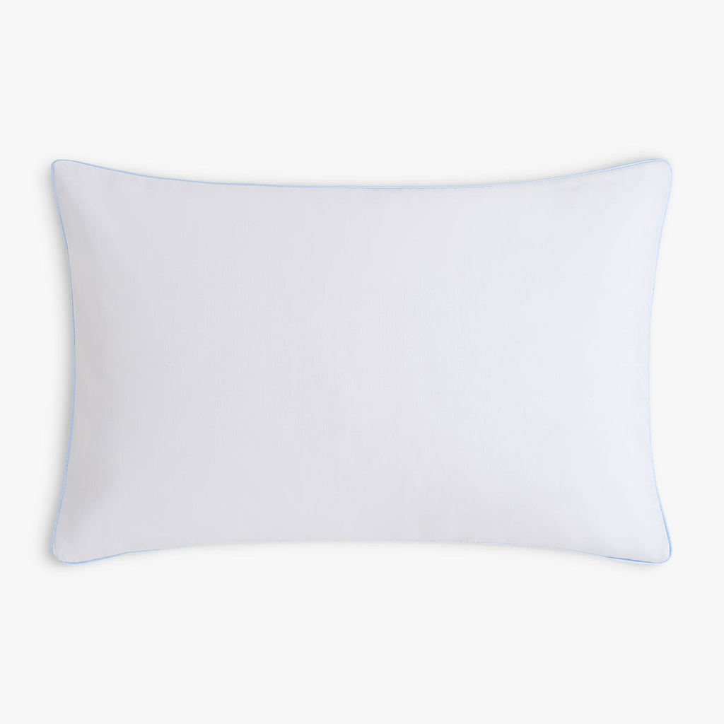 Backside of toddler pillow, solid blue