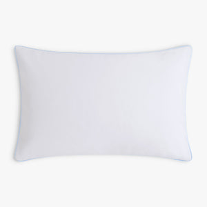 Backside of toddler pillow, solid blue