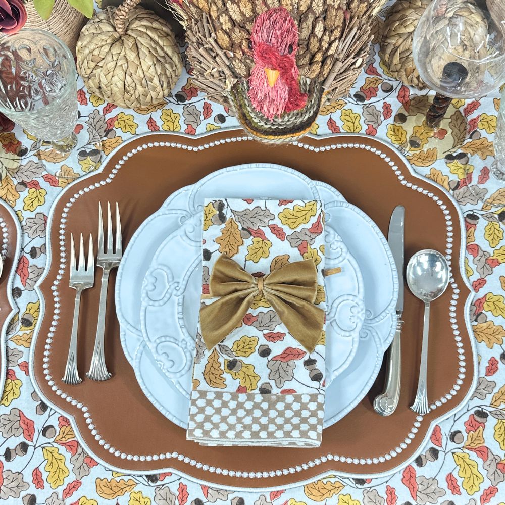 Charlotte Placemat in Light Cocoa Vegan Leather, Set of 4
