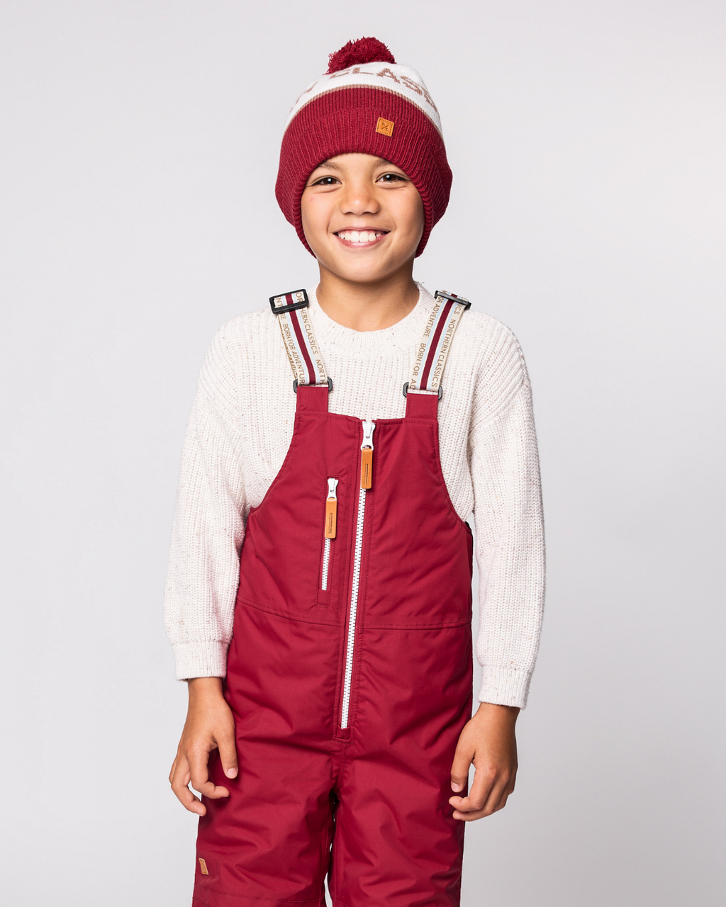 Northern Classics Knit Pom Hat in Heritage Red and Winter White