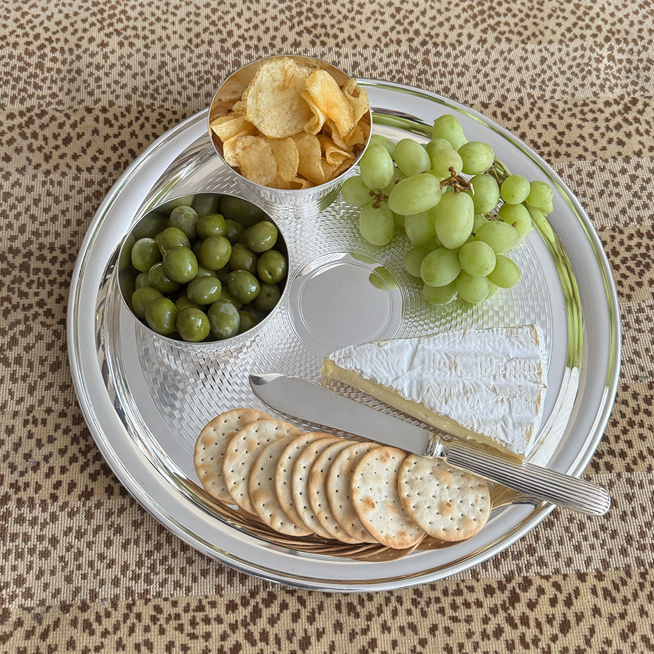 Vintage 14" Round Engine-Turned Tray