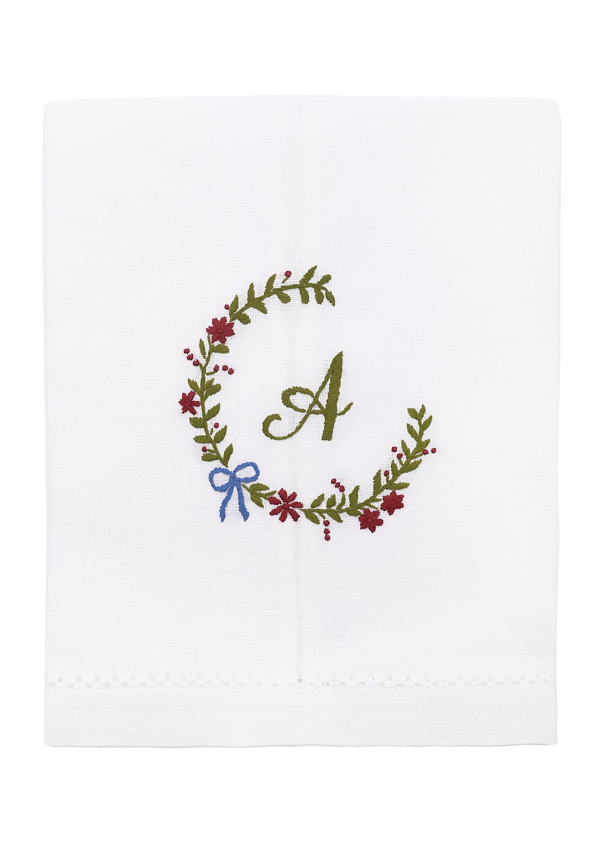 Crescent Ivy and Blue Bow Towel with Lettering