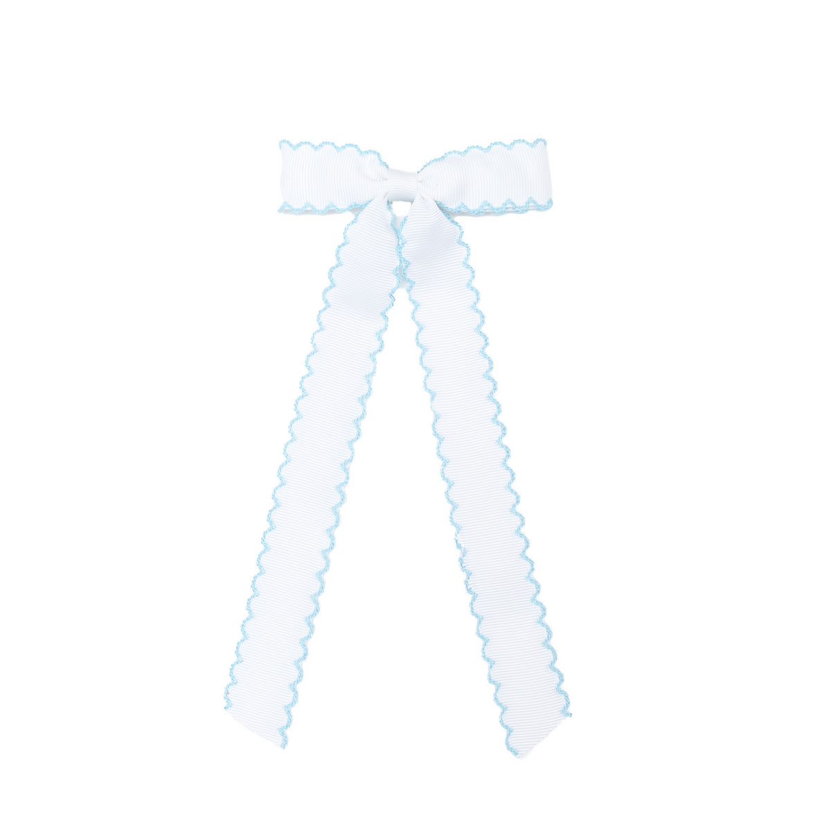 Moonstitch Long Tail Bow by Winn & William, classic long ribbon hair bow with contrast edge and alligator clip, perfect fall accessory for timeless girls’ outfits