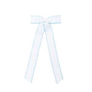 Moonstitch Long Tail Bow by Winn & William, classic long ribbon hair bow with contrast edge and alligator clip, perfect fall accessory for timeless girls’ outfits
