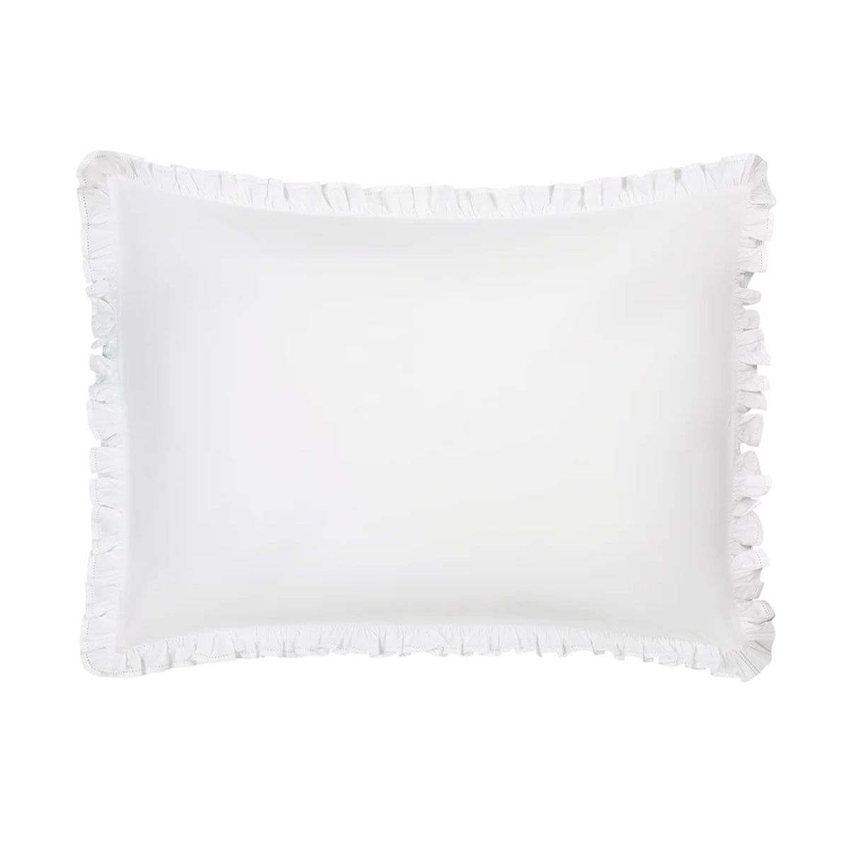 Front view of Georgia sham showing ruffled flange and hemstitch detail on a white background