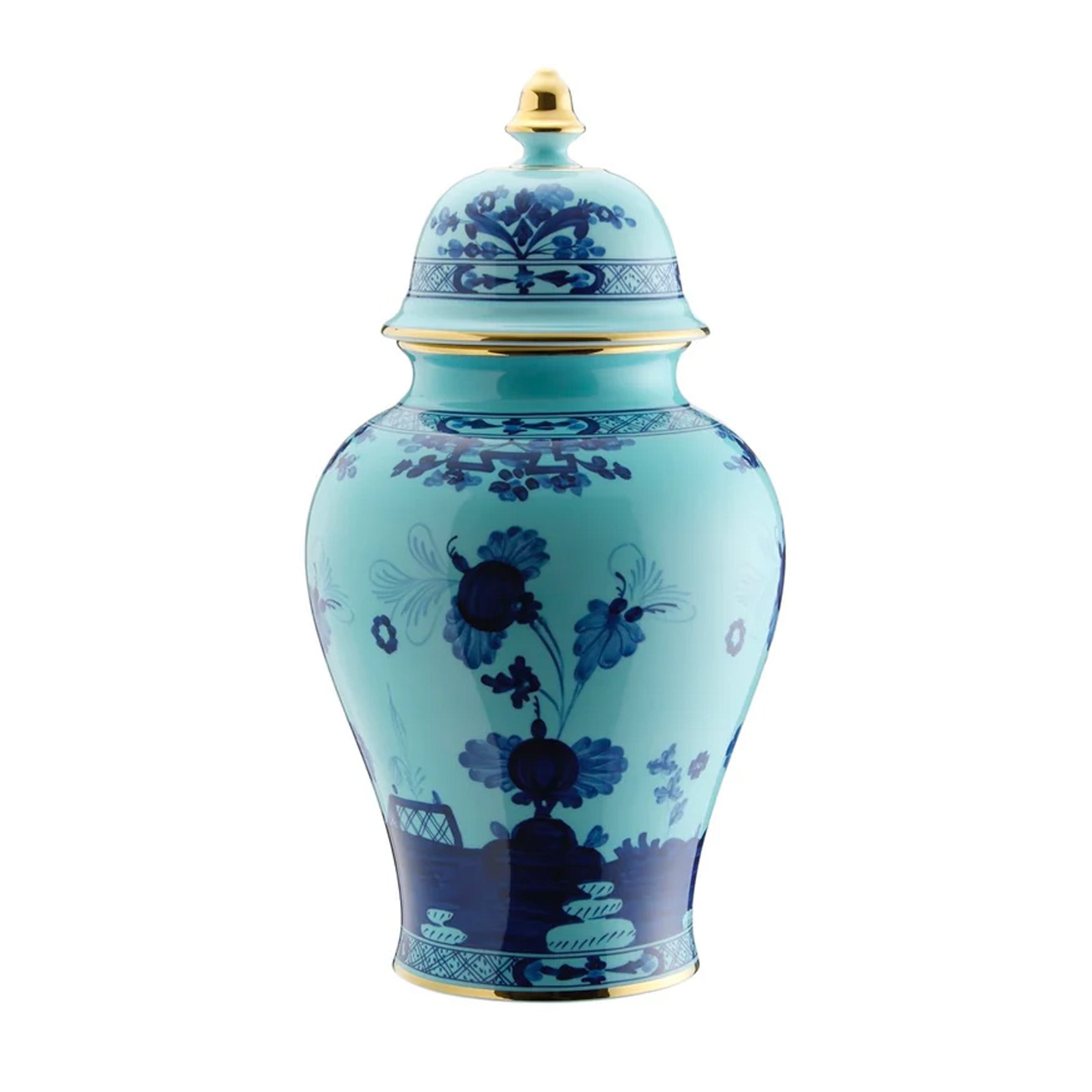 Oriente Italiano Large Potiche Vase With Cover in Iris