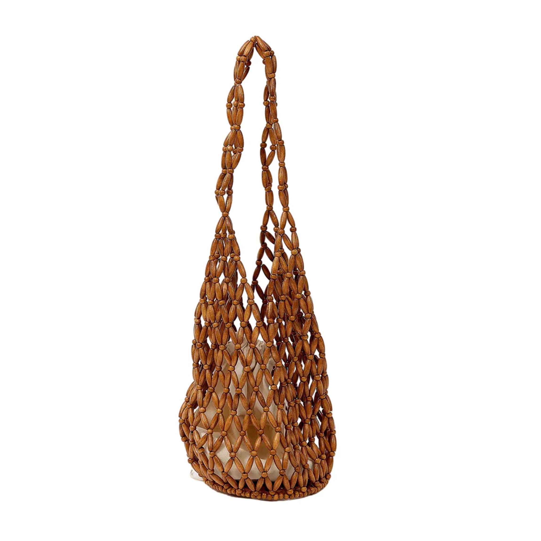 Aria Beaded Tote in Brown