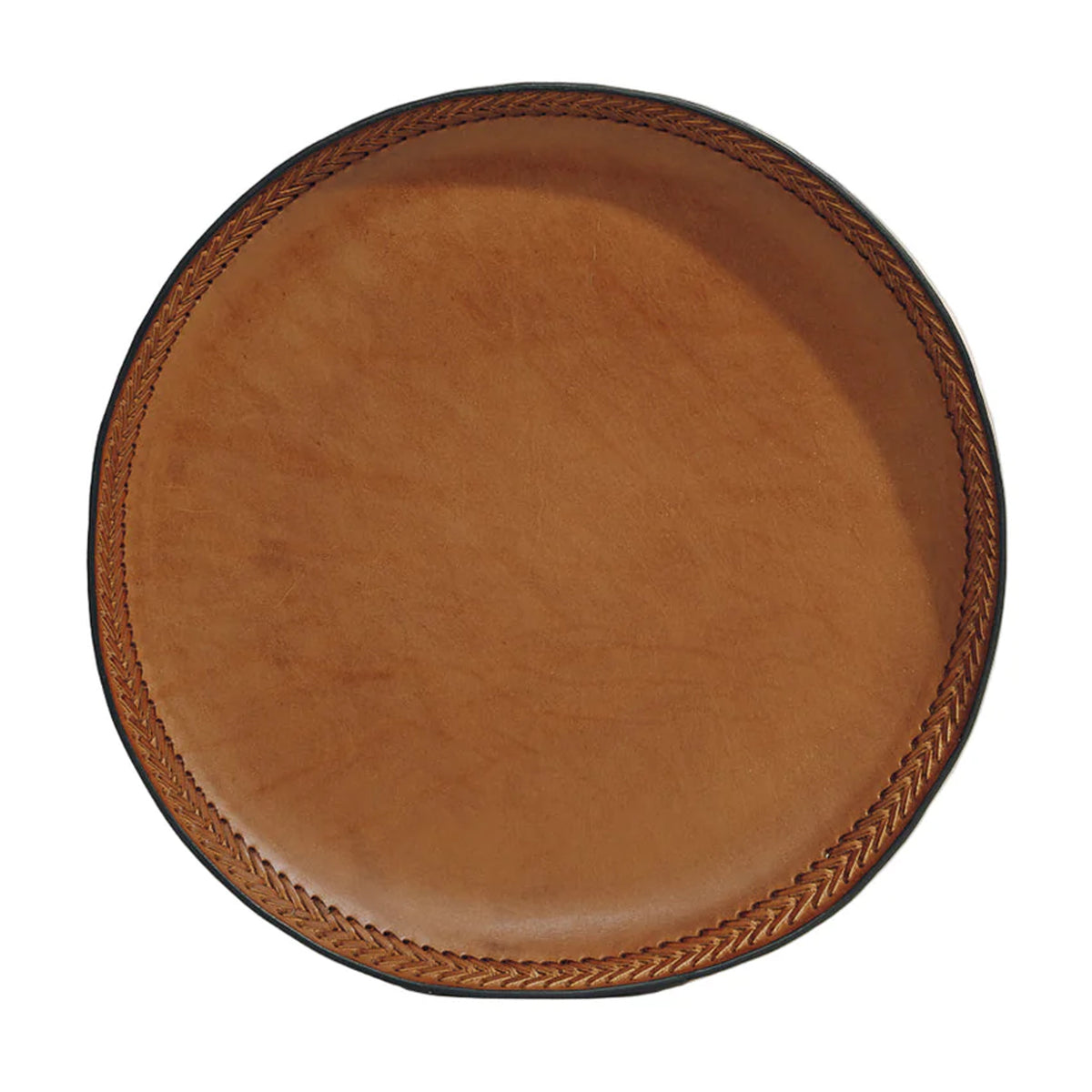 The Oversized Tray in Cognac Leather Lace Trim