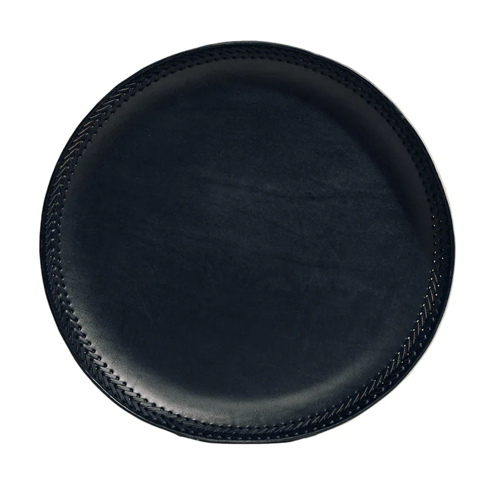 The Oversized Tray in Black Leather Lace Trim