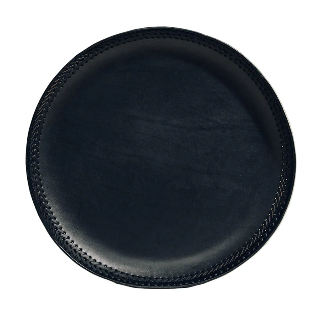 The Oversized Tray in Black Leather Lace Trim
