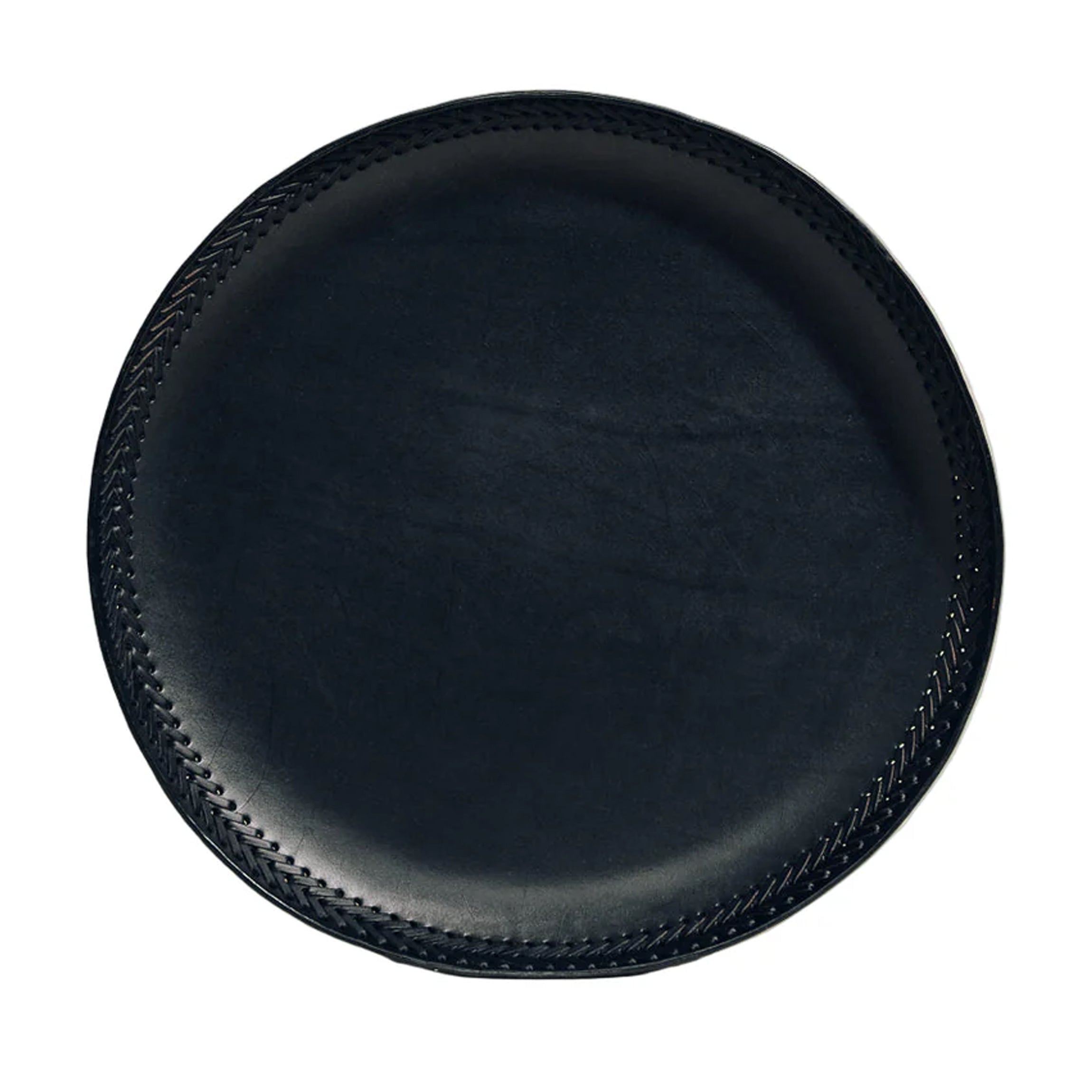 The Oversized Tray in Black Leather Lace Trim