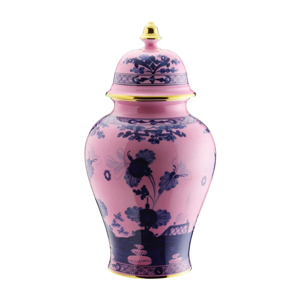 Oriente Italiano Large Potiche Vase With Cover in Azalea