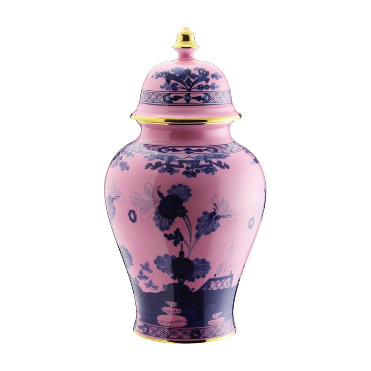 Oriente Italiano Large Potiche Vase With Cover in Azalea