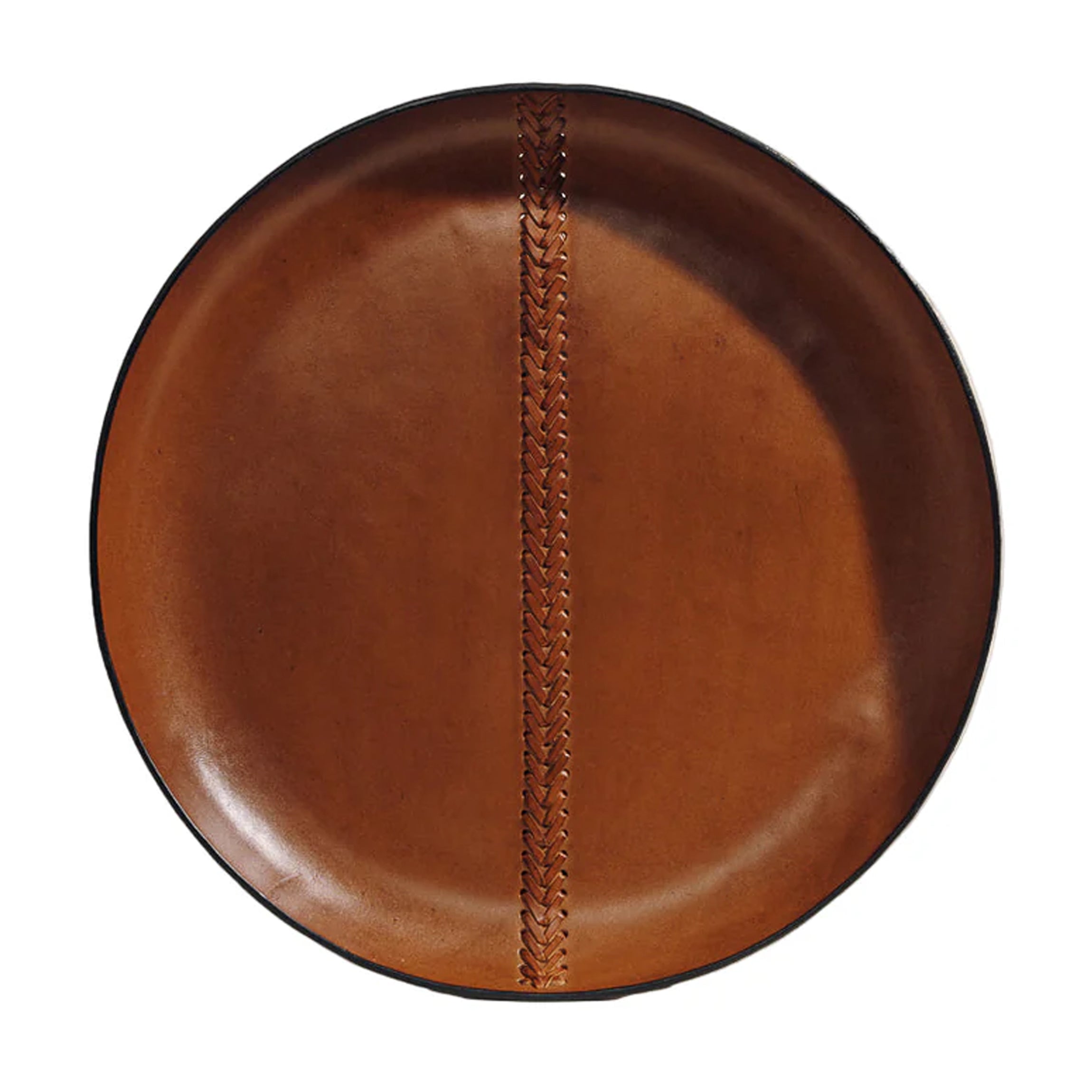 The Oversized Tray in Cognac Braided Molded Leather