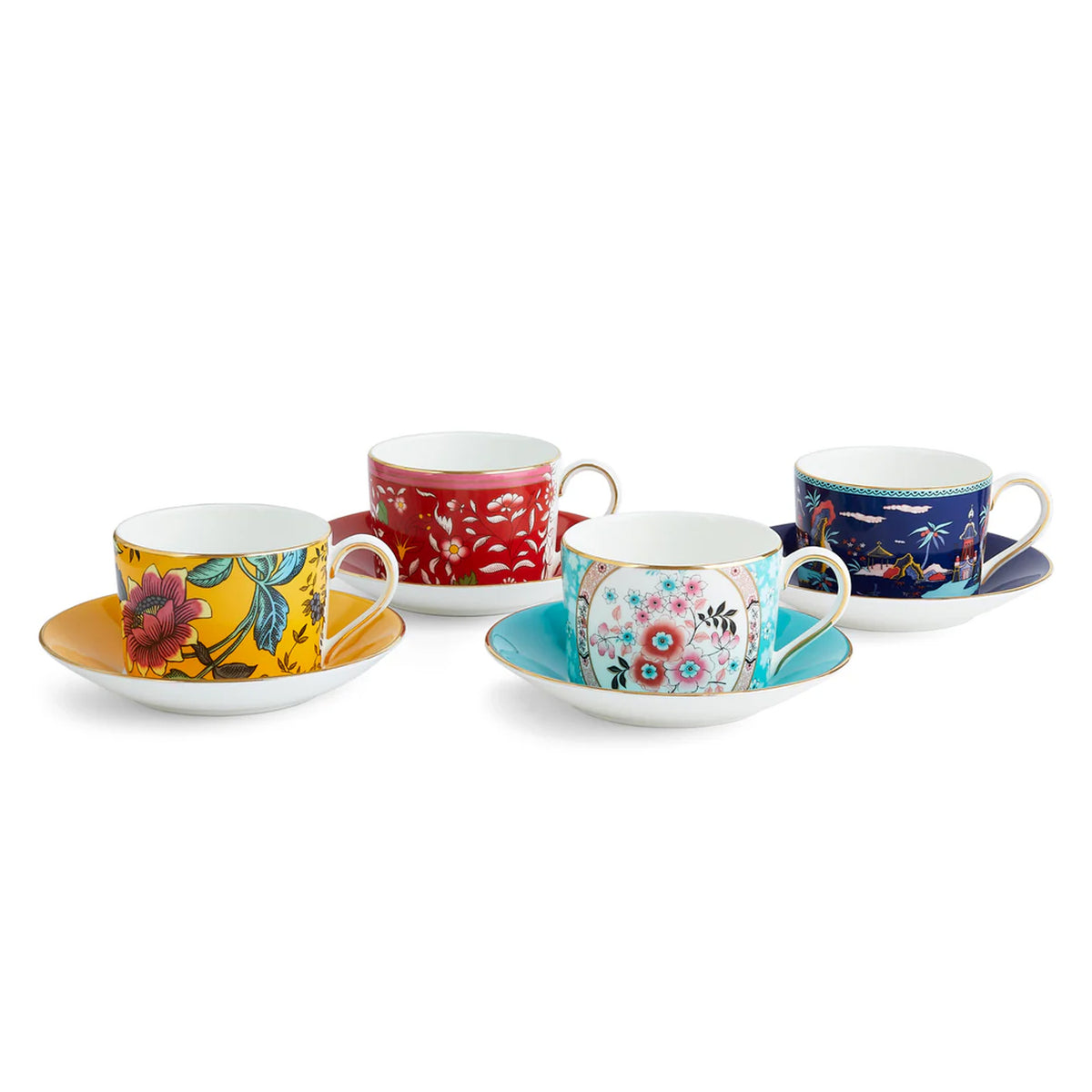 Wonderlust Teacup & Saucer, Set of 4