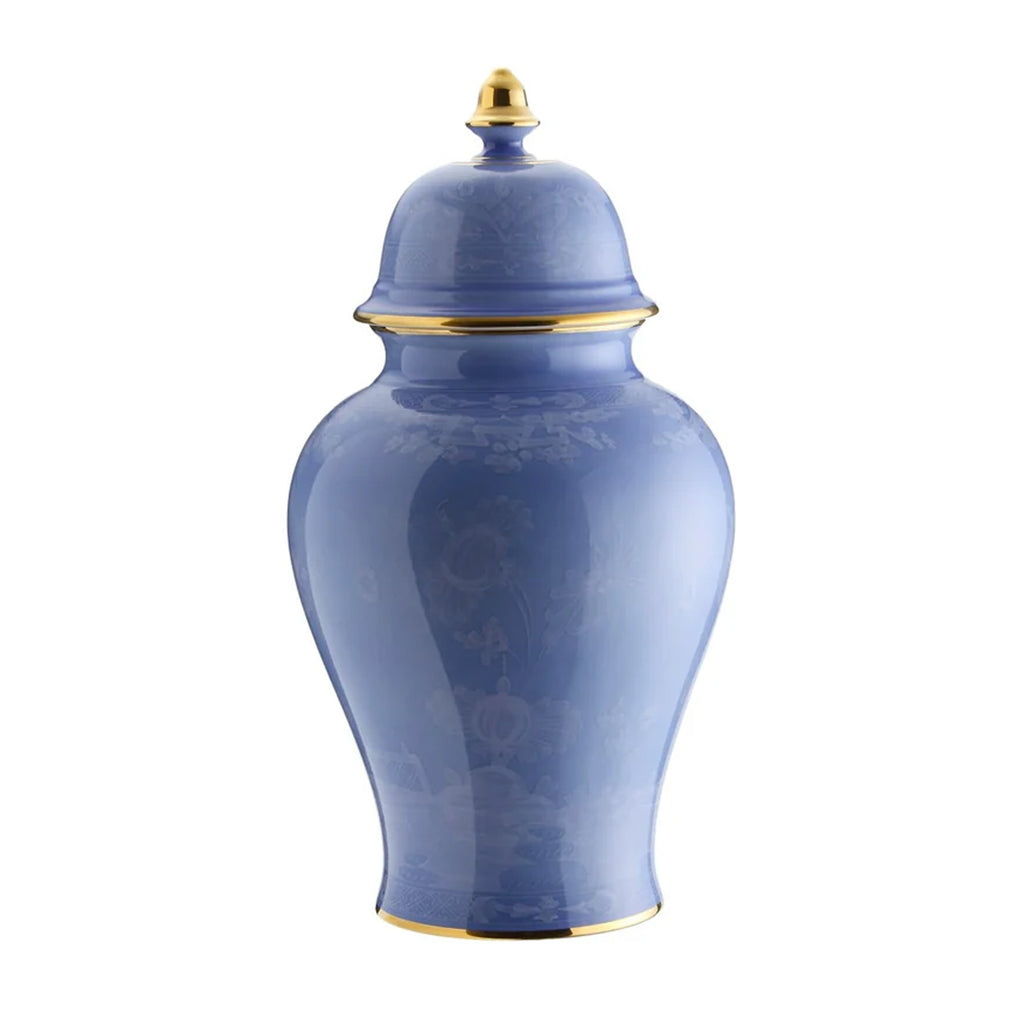 Oriente Italiano Large Potiche Vase With Cover in Pervinca