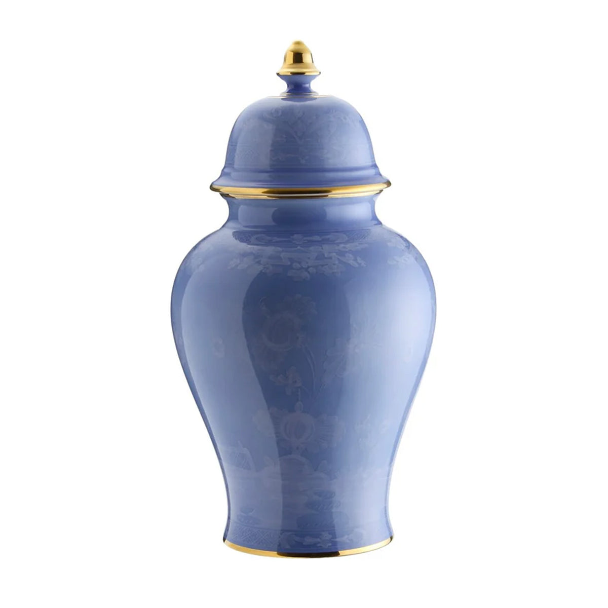 Oriente Italiano Large Potiche Vase With Cover in Pervinca