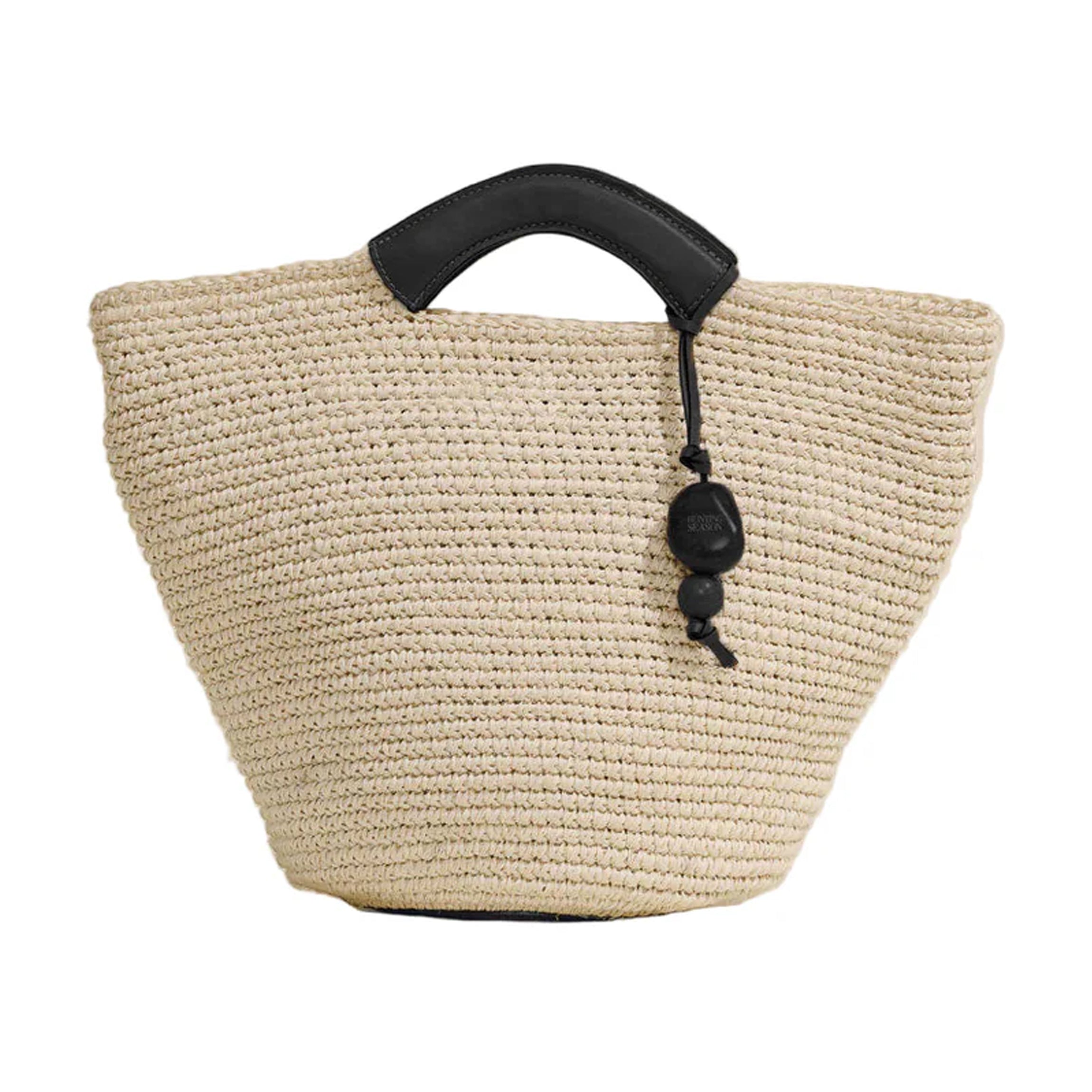 The Large Woven Shopper in Black Natural Fiber