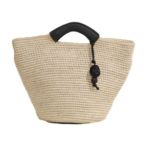 The Large Woven Shopper in Black Natural Fiber