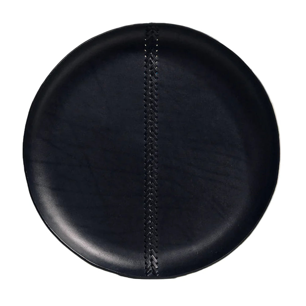 The Oversized Tray in Black Braided Molded Leather