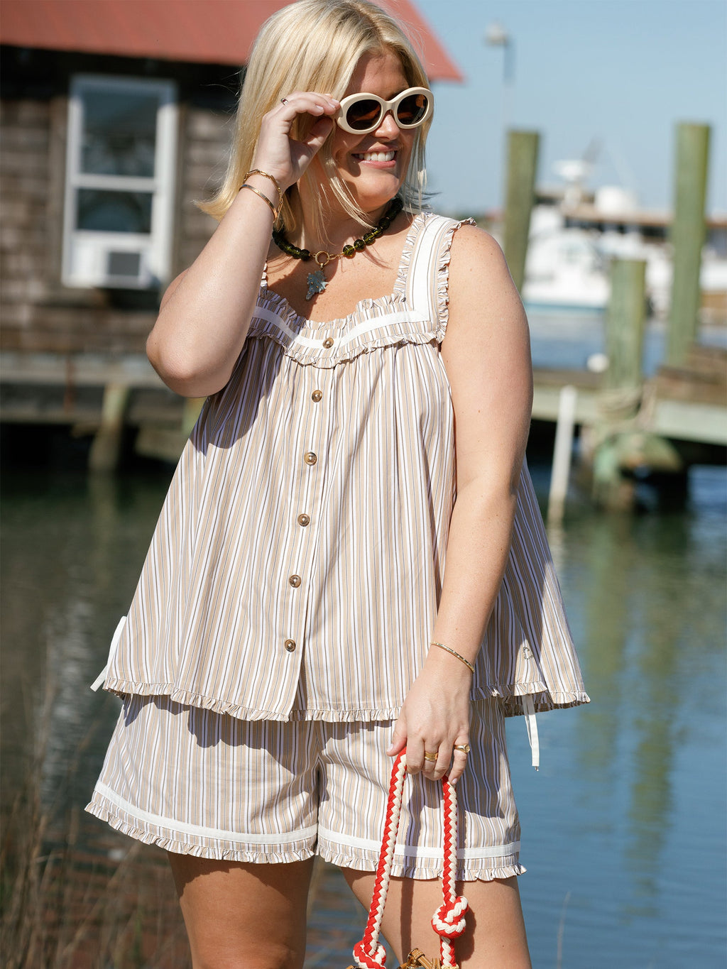 Caroline Short Set x Sadie Loving in Sand Stripe
