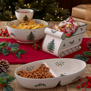 Christmas Tree 7.5" Figural Sleigh Centerpiece