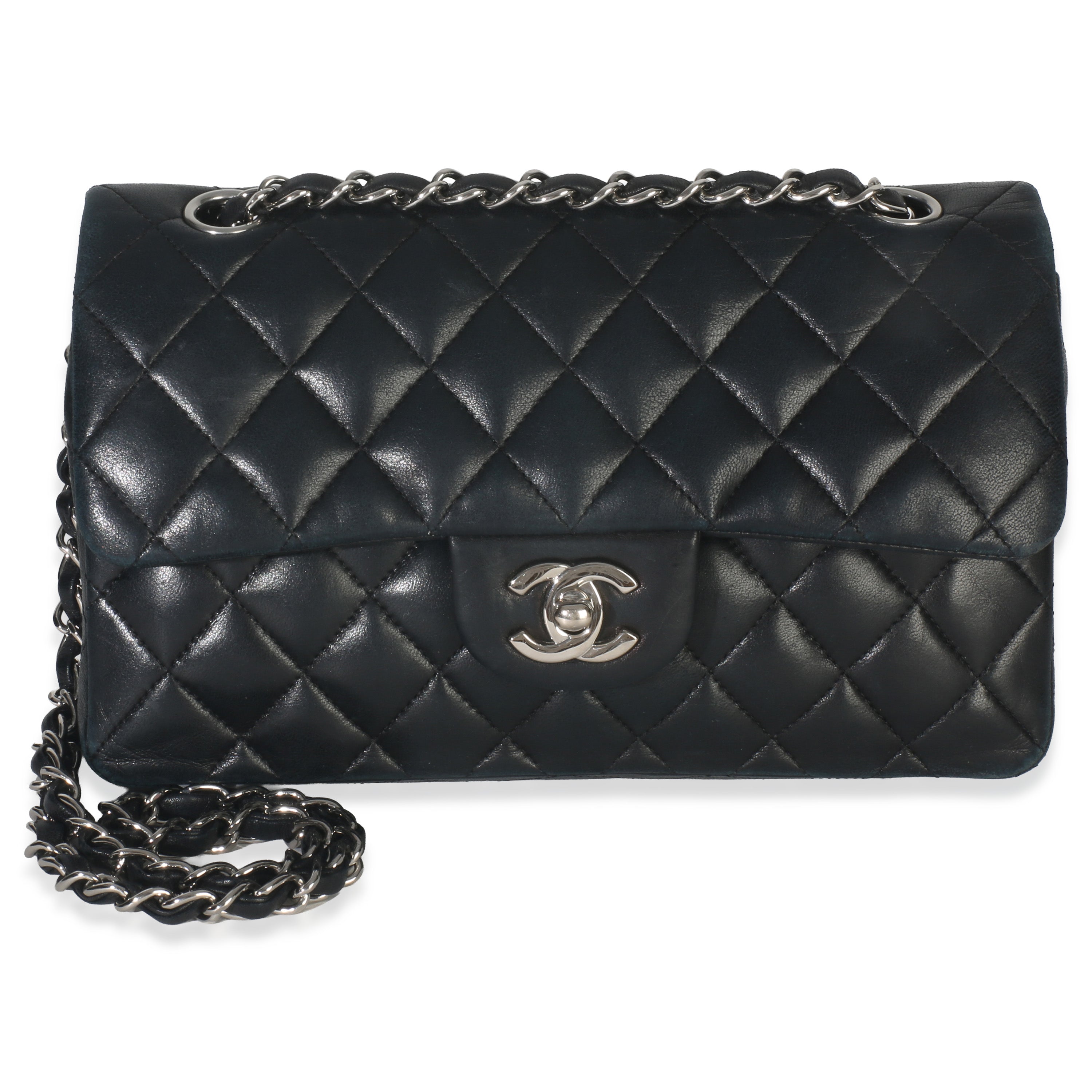 Chanel Black Quilted Lambskin Small Classic Double Flap Bag Handbag fv