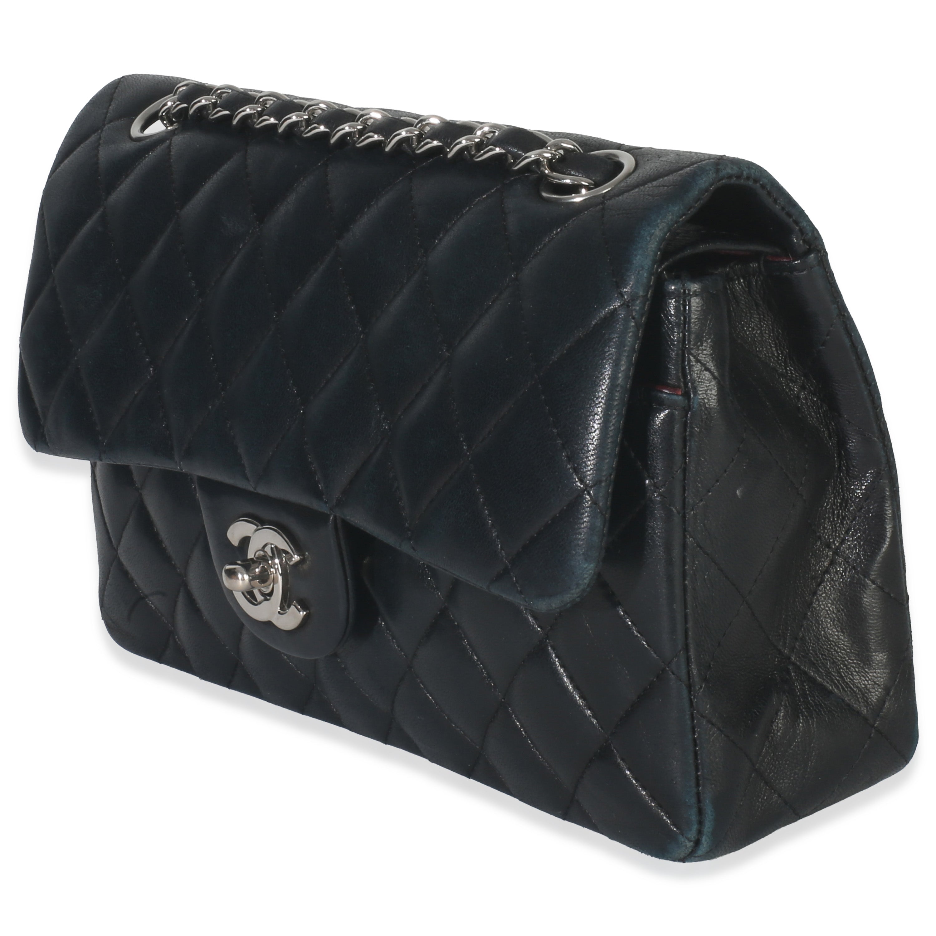 Chanel Black Quilted Lambskin Small Classic Double Flap Bag Handbag sv