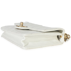 Chanel White Quilted Goatskin Small Chic Pearls Flap Bag