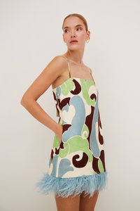 Valencia Mini Dress in Petal Wave Mint