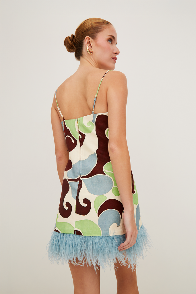 Valencia Mini Dress in Petal Wave Mint