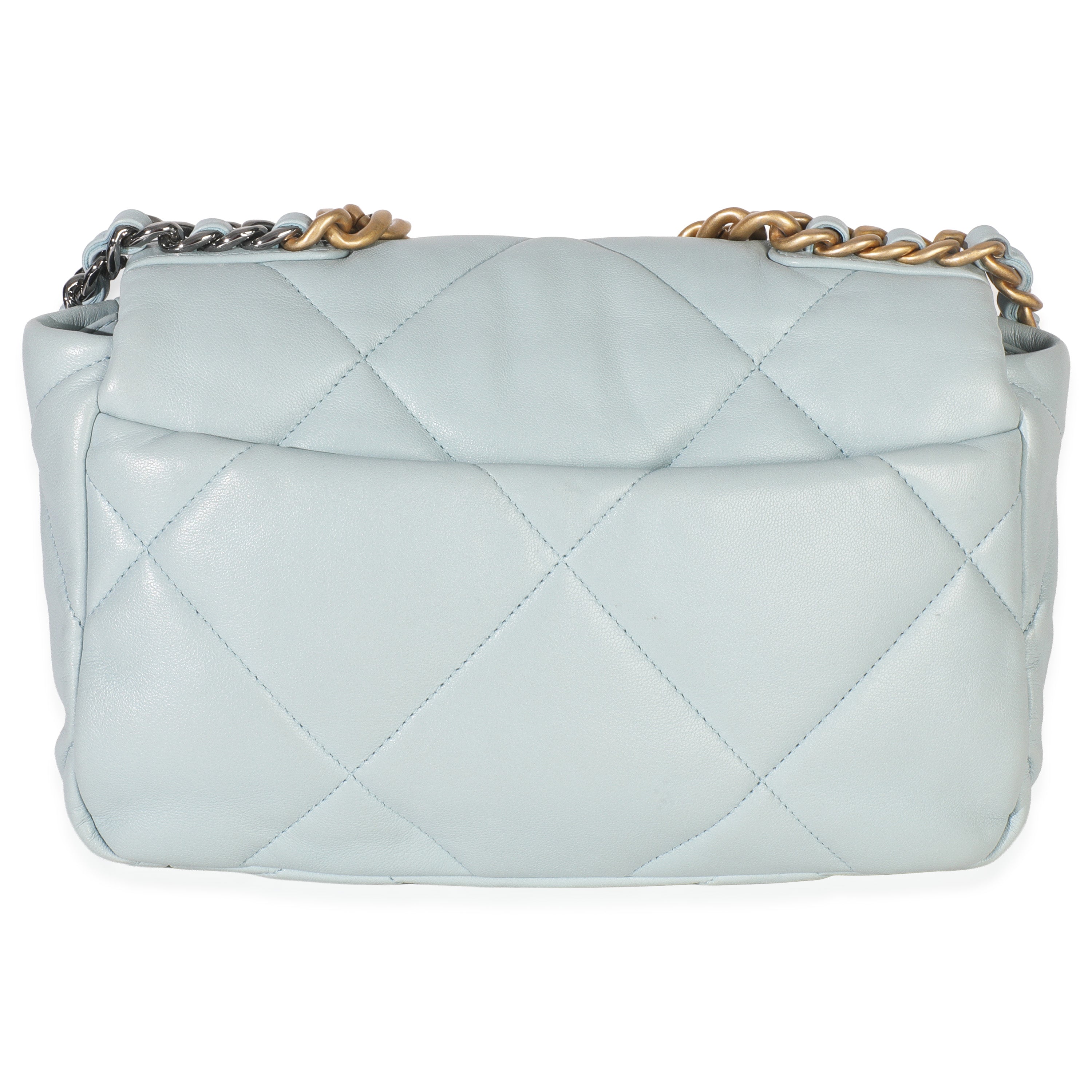 Chanel Light Blue Quilted Lambskin Medium Chanel 19 Flap Bag