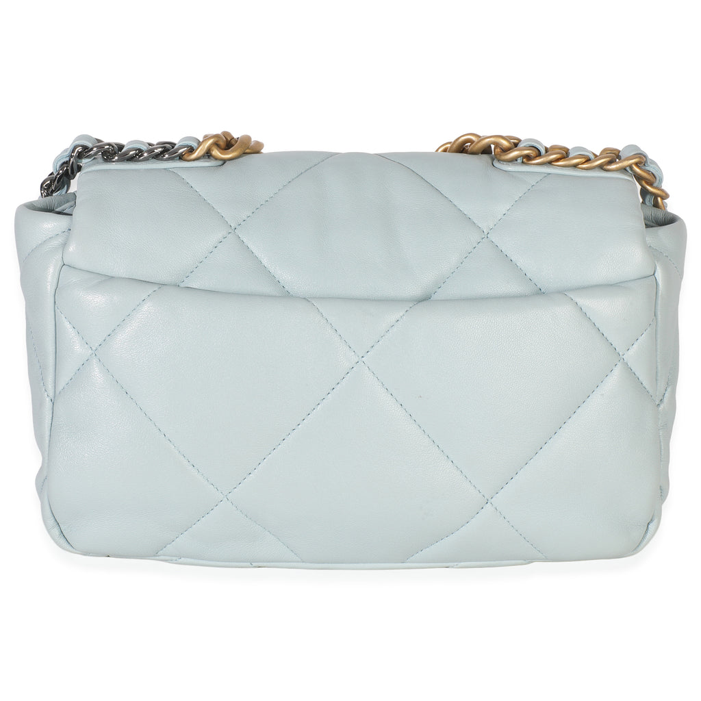 Chanel Light Blue Quilted Lambskin Medium Chanel 19 Flap Bag