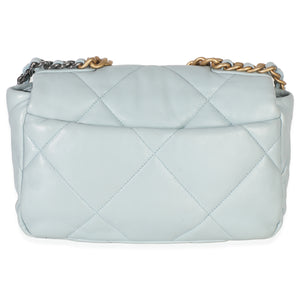 Chanel Light Blue Quilted Lambskin Medium Chanel 19 Flap Bag