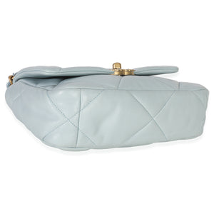Chanel Light Blue Quilted Lambskin Medium Chanel 19 Flap Bag