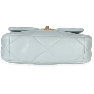 Chanel Light Blue Quilted Lambskin Medium Chanel 19 Flap Bag