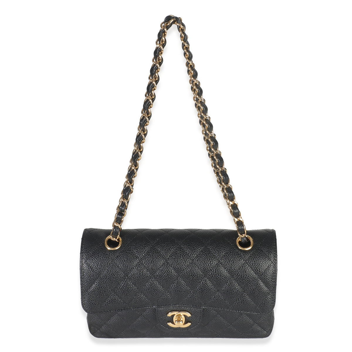 Chanel Black Quilted Caviar Small Classic Double Flap Handbag