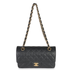Chanel Black Quilted Caviar Small Classic Double Flap Handbag
