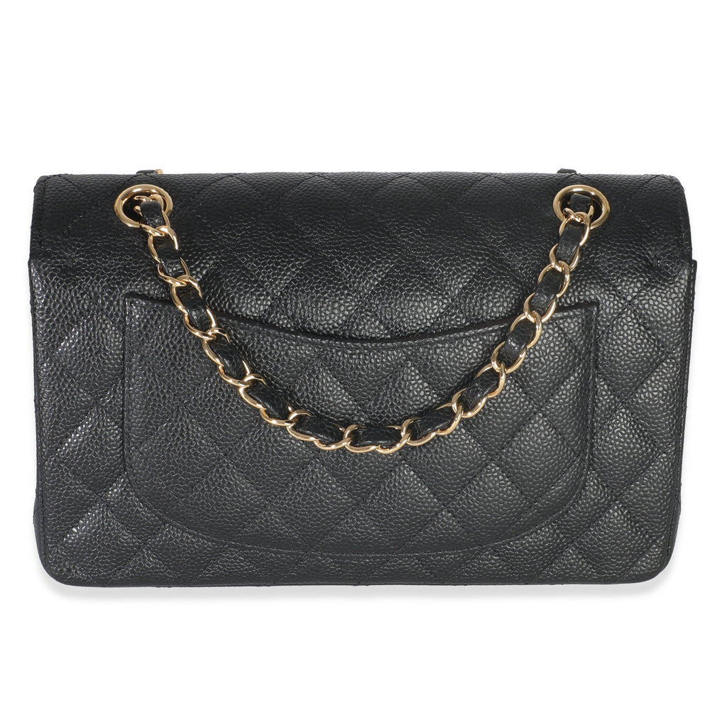 Chanel Black Quilted Caviar Small Classic Double Flap Handbag