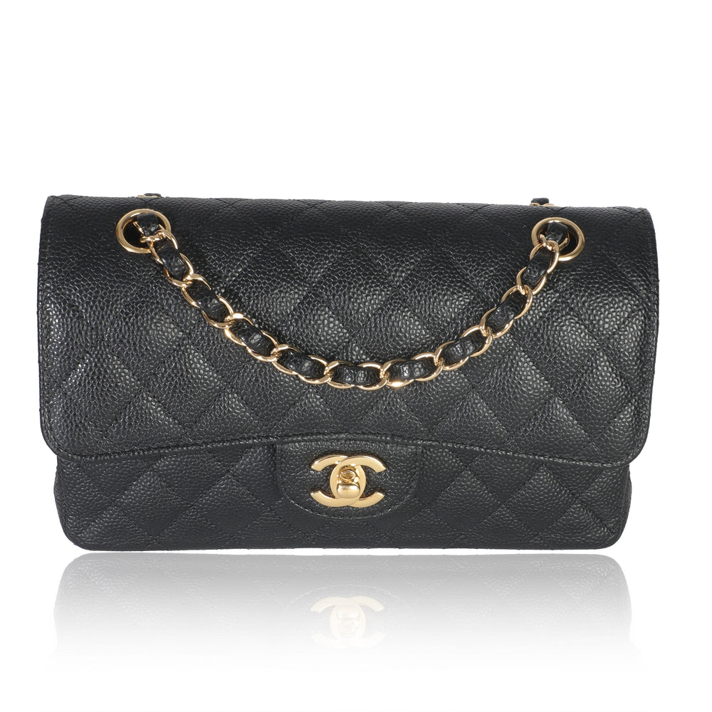 Chanel Black Quilted Caviar Small Classic Double Flap Handbag