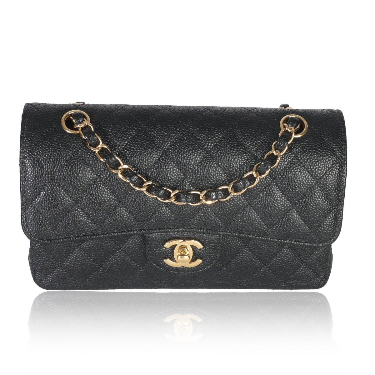 Chanel Black Quilted Caviar Small Classic Double Flap Handbag