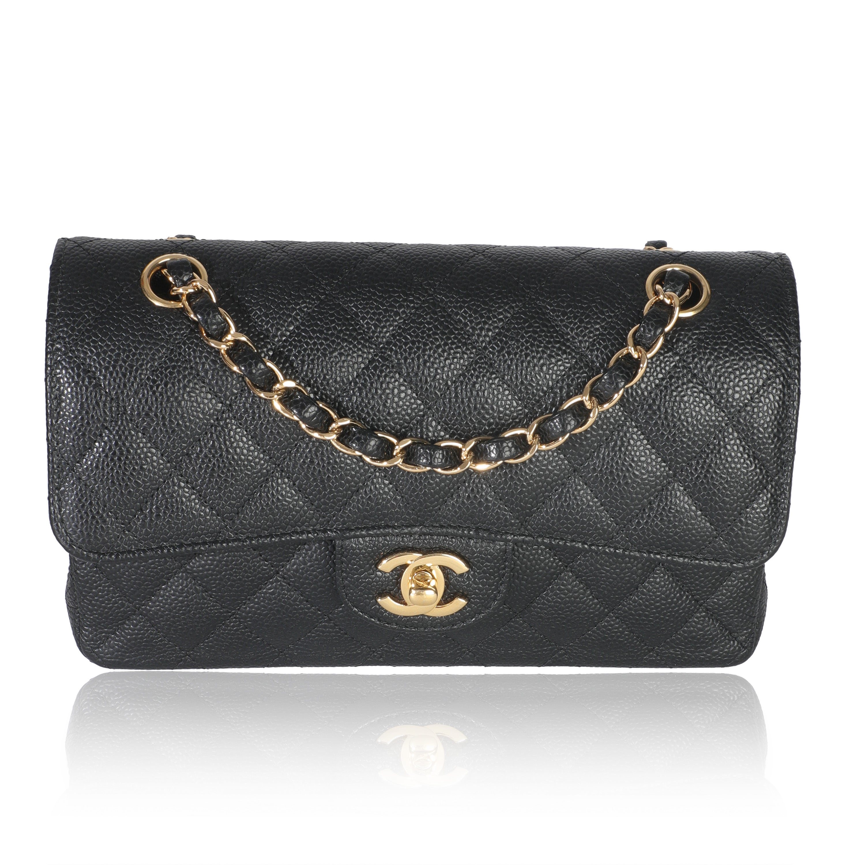 Chanel Black Quilted Caviar Small Classic Double Flap Bag