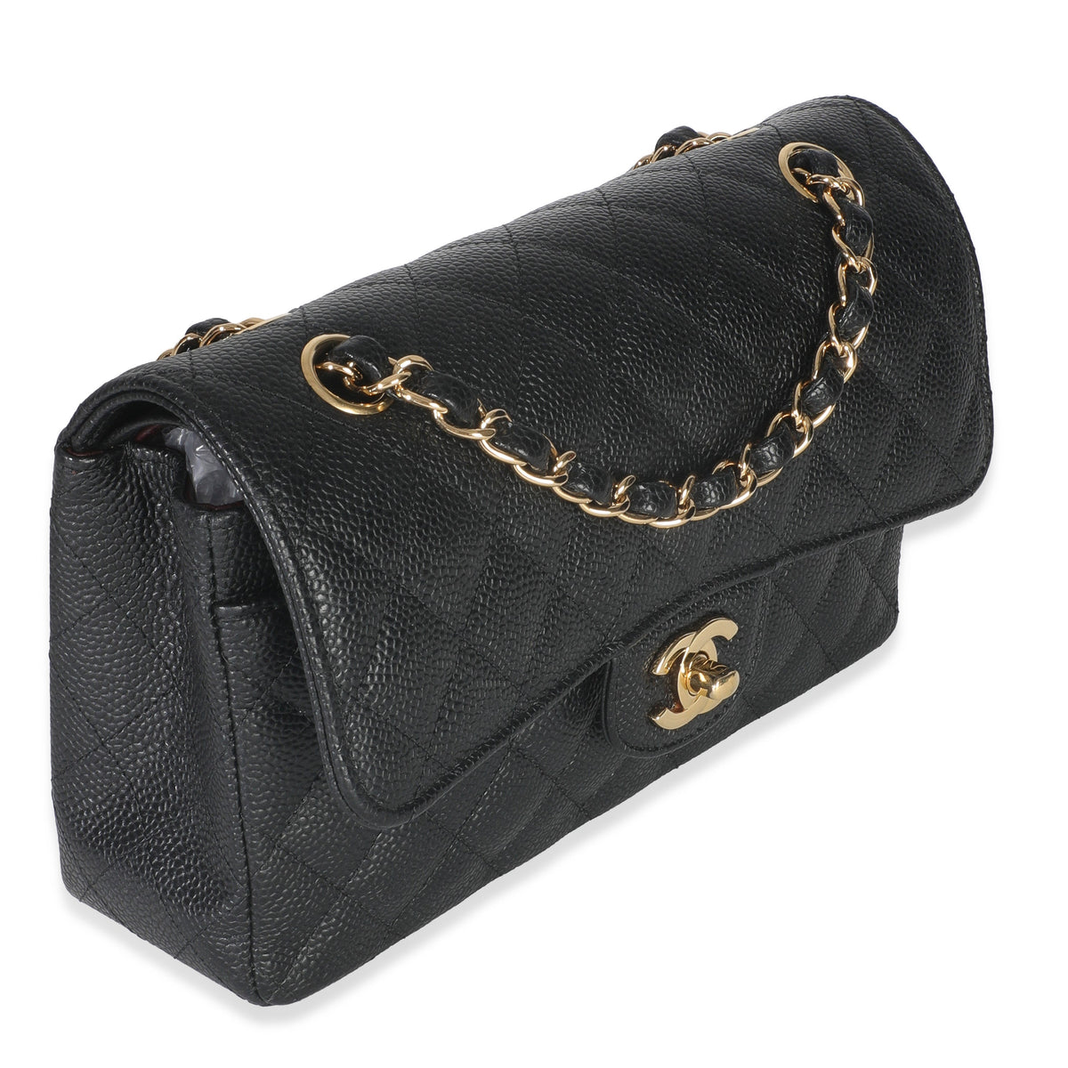 Chanel Black Quilted Caviar Small Classic Double Flap Handbag