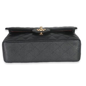 Chanel Black Quilted Caviar Small Classic Double Flap Handbag