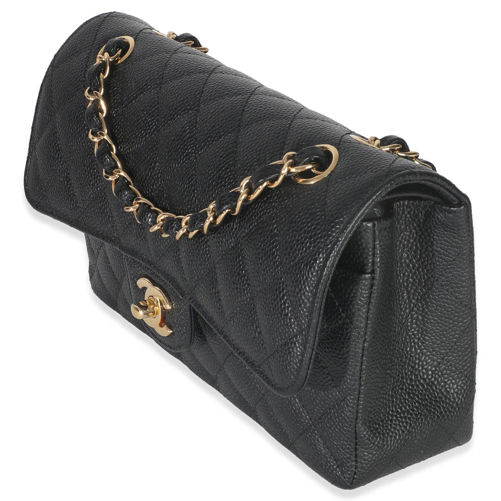 Chanel Black Quilted Caviar Small Classic Double Flap Handbag