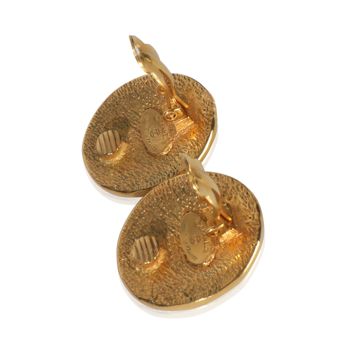 Chanel Gold-Plated Vintage Rue Cambon Earrings