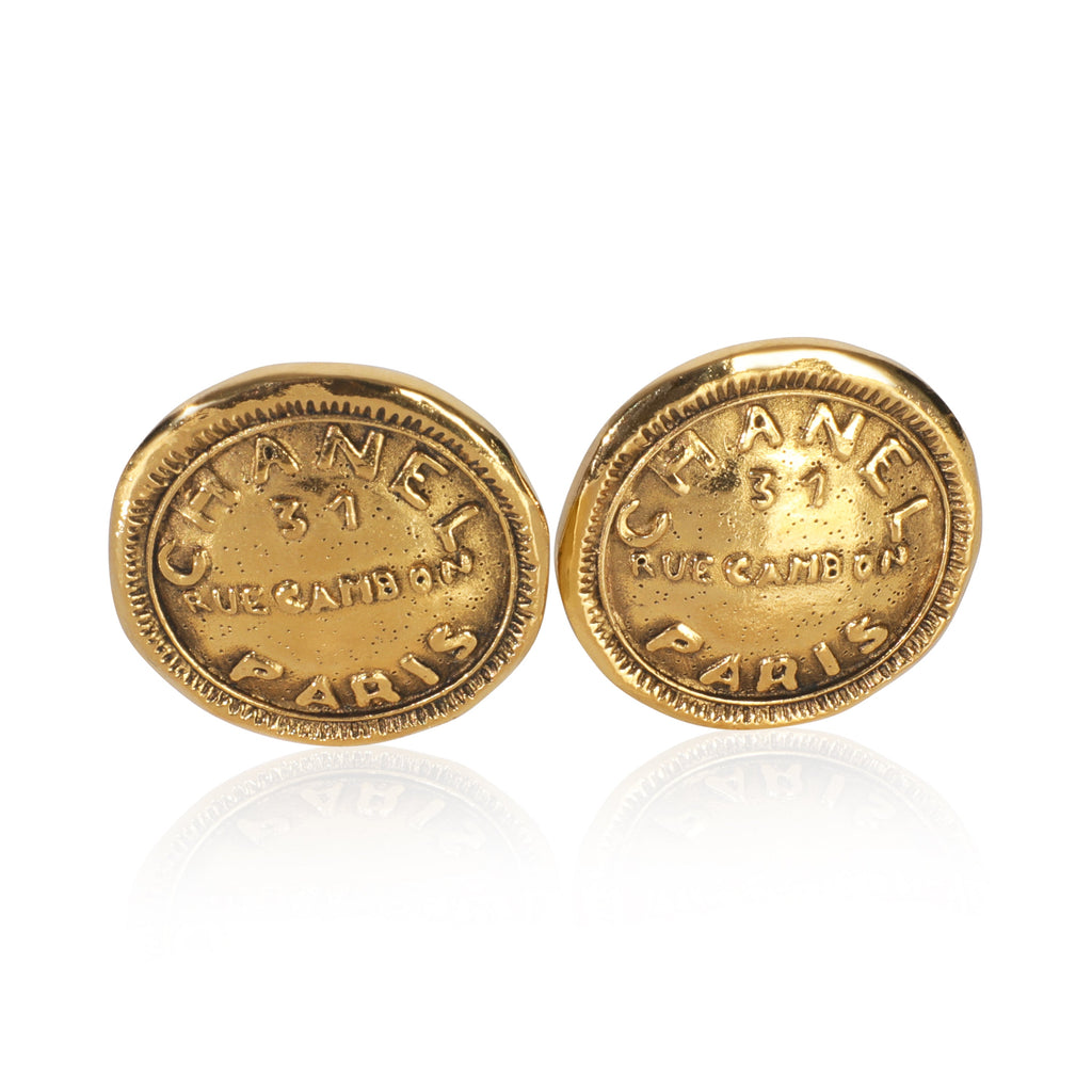 Chanel Gold-Plated Vintage Rue Cambon Earrings